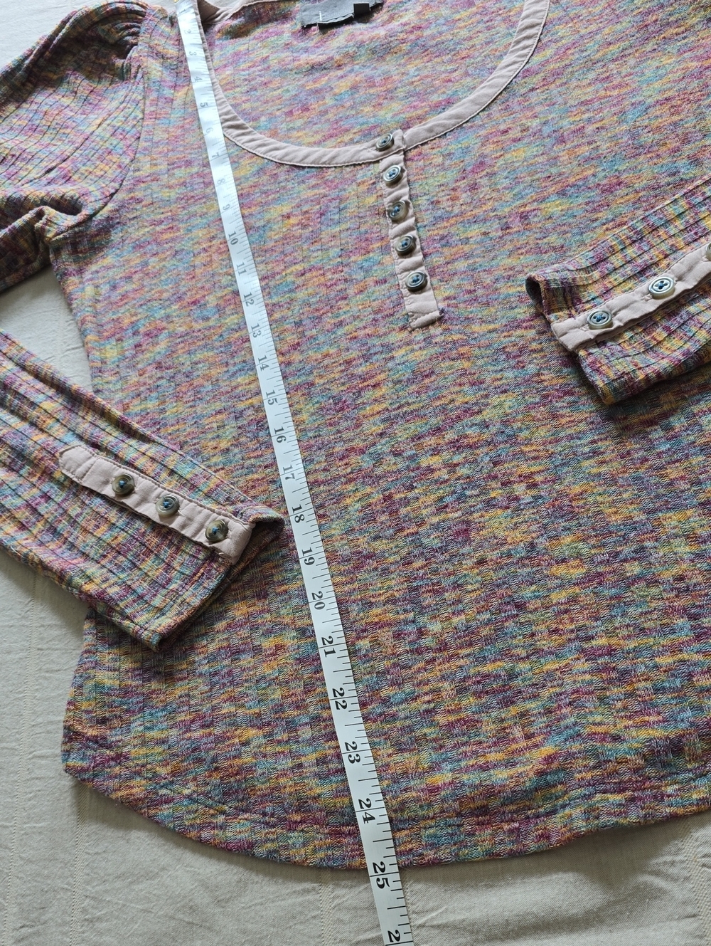 Puff-Sleeved Knit Henley Top by Anthropologie  Women's Size Small - Picture 5 of 11